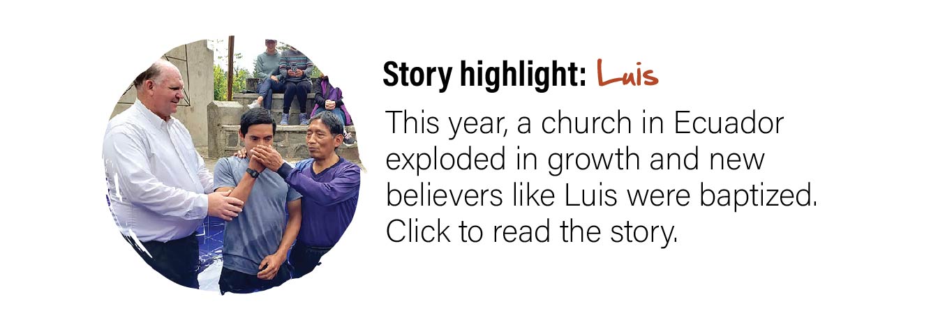 Missions story of growing church in Ecuador and baptism of new Christian